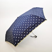 3段折りたたみ傘 晴雨兼用 50cm UV加工 遮熱/遮光 ドットプリント コンパクト ネイビー 27559NV