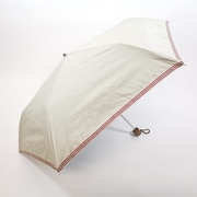 3段折りたたみ傘 晴雨兼用 50cm UV加工 遮熱/遮光 無地裾レトロマリンボーダー コンパクト オフホワイト 27562OW