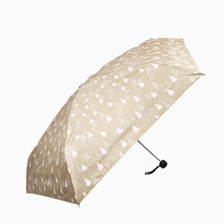 5段マイクロ傘 晴雨兼用 ポケブレラ 50cm 6本骨 UV加工 遮熱/遮光 ティピー柄プリント ベージュ 27574BE