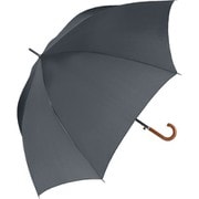 長傘 晴雨兼用 メンズ日傘 65cm ジャンプ式 グラスファイバー骨(親骨) 内側黒コーティング加工 UPF50+ ダークグレー 413-006