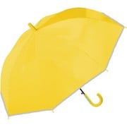 子供用傘 晴雨兼用 UV 50cm子供無地 50cm シャンプ式 グラスファイバー骨(親骨) ブラックコーティング加工 反射テープ付き イエロー 953-002