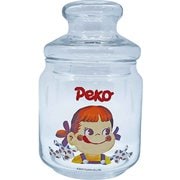 SAN3800-1 [保存容器 500ml キャンディポット ミルキーペコ クレヨンタッチ ガラス製 ペコちゃん]