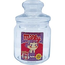 保存容器 500ml キャンディポット ミルキーペコ クレヨンタッチ ガラス製 クレヨンタッチペコちゃん SAN3800-2