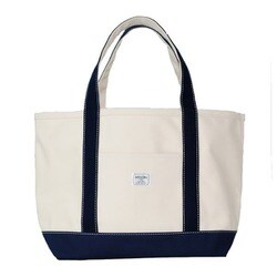 シンプルトート 生成×ネイビーL