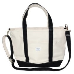 シンプルトート ファスナー付 生成×ブラックL