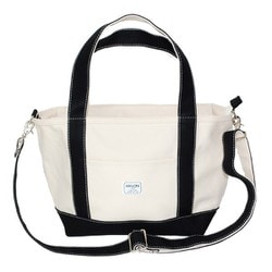 シンプルトート ファスナー付 生成×ブラックM