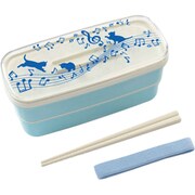 お弁当箱 2段 640ml ランチボックス 箸付き Abeille ネコ 音符 JO-1201