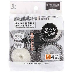 たわし キッチンスポンジ バブルステンレスタワシ S 4個入 3834