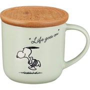 PEANUTS (ピーナッツ) スヌーピー マグカップ 蓋付き (コースター兼) 大きめ 約350ml シーズン グリーン SN612-11C
