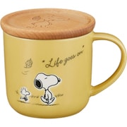 PEANUTS (ピーナッツ) スヌーピー マグカップ 蓋付き (コースター兼) 大きめ 約350ml シーズン イエロー SN613-11C