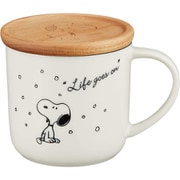 PEANUTS (ピーナッツ) スヌーピー マグカップ 蓋付き (コースター兼) 大きめ 約350ml シーズン ホワイト SN614-11C