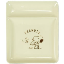 PEANUTS （ピーナッツ） スヌーピー トースト プレート パン皿 仕切り皿 約16.5×19.5cm クリーム ホワイト SN962-373