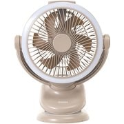 サーキュレーター 防塵防水 充電式クリップサーキュレーター 15cm LEDライト搭載 キャメル PR-F091-CM