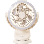 サーキュレーター 防塵防水 充電式クリップサーキュレーター 15cm LEDライト搭載 オフホワイト PR-F091-OW
