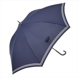 長傘 婦人用 晴雨兼用 セーラーボーダー スマートジャンプ 60cm ジャンプ式 グラスファイバー骨（親骨） UVカット加工 ネイビー 16191