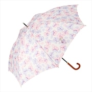 長傘 婦人用 晴雨兼用 クリアフラワー スマートジャンプ 60cm ジャンプ式 グラスファイバー骨(親骨) UVカット加工 ピンク 16212