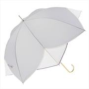 長傘 婦人用 晴雨兼用 フラワーパイピング 58cm 手開き式 グラスファイバー骨(親骨) UVカット加工 安全ろくろ グレー 16432