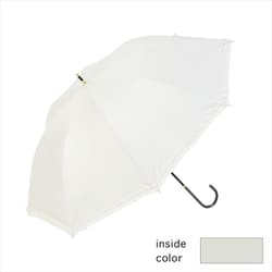 長傘 婦人用 晴雨兼用 遮光フリル 50cm 手開き式 グラスファイバー骨（親骨） UVカット加工 遮光 遮熱 安全ろくろ オフホワイト 23533