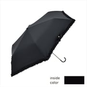 折りたたみ傘 晴雨兼用 遮光フリルミニ 50cm 手開き式 UVカット加工 遮光 遮熱 安全ろくろ ブラック 23541