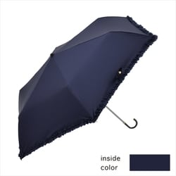 折りたたみ傘 晴雨兼用 遮光フリルミニ 50cm 手開き式 UVカット加工 遮光 遮熱 安全ろくろ ネイビー 23542
