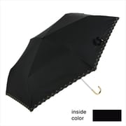 折りたたみ傘 晴雨兼用 遮光プチリボン刺繍ミニ 50cm 手開き式 UVカット加工 遮光 遮熱 安全ろくろ ブラック 23561