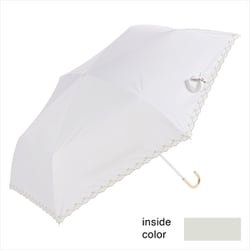 折りたたみ傘 晴雨兼用 遮光プチリボン刺繍ミニ 50cm 手開き式 UVカット加工 遮光 遮熱 安全ろくろ オフホワイト 23562
