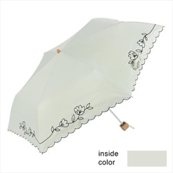 折りたたみ傘 晴雨兼用 遮光花刺繍ミニ 50cm 手開き式 UVカット加工 遮光 遮熱 安全ろくろ オフホワイト 23622