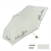 折りたたみ傘 晴雨兼用 遮光花刺繍ミニ 50cm 手開き式 UVカット加工 遮光 遮熱 安全ろくろ オフホワイト 23622