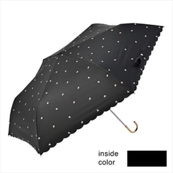 折りたたみ傘 晴雨兼用 遮光プチハートミニ 50cm 手開き式 UVカット加工 遮光 遮熱 安全ろくろ ブラック 23761