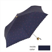 折りたたみ傘 晴雨兼用 遮光いちごミニ 50cm 手開き式 UVカット加工 遮光 遮熱 安全ろくろ ネイビー 23821