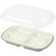 楽弁 角型 プラスチック ランチプレート フタ付き ベージュ