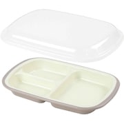 楽弁 角型 プラスチック ランチプレート フタ付き ベージュ