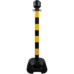 142008 [緑十字 チェーンスタンド（ボーダースタンド） 黒/黄反射（プリズム型） BD-PTR 1122×330mm]
