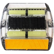 408023 [緑十字 超高輝度蓄光・反射縁石鋲 LED（ソーラーパネル）付 耐荷重10t H23×W118×D112mm]