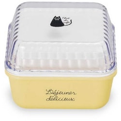 お弁当箱 2段 chat du cafe ネコ スクエアEMランチ 510ml ランチボックス クリアイエロー