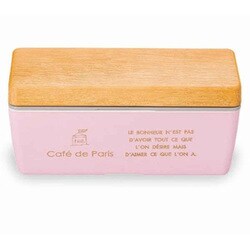 お弁当箱 1段 保冷剤付き 木目BCランチ Cafe de Paris 600ml ランチボックス ピンク