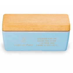 お弁当箱 1段 保冷剤付き 木目BCランチ Cafe de Paris 600ml ランチボックス ブルー