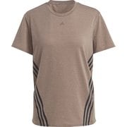 トレイン アイコンズ スリーストライプス 半袖Tシャツ TRAIN ICONS 3STEE CA028 HS2358 アースストレータ/ブラック J/Lサイズ [トレーニングウェア 半袖シャツ レディース]