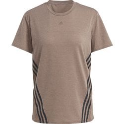 トレイン アイコンズ スリーストライプス 半袖Tシャツ TRAIN ICONS 3STEE CA028 HS2358 アースストレータ/ブラック J/XLサイズ [トレーニングウェア 半袖シャツ レディース]