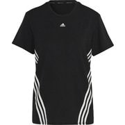 トレイン アイコンズ スリーストライプス 半袖Tシャツ TRAIN ICONS 3STEE CA028 HK6975 ブラック/ホワイト J/XLサイズ [トレーニングウェア 半袖シャツ レディース]