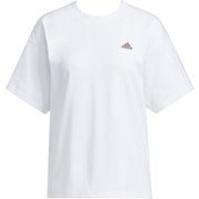 ルーズフィット 半袖Tシャツ WORDING SS TEE BWE93 IA5249 ホワイト J/Mサイズ [スポーツウェア 半袖シャツ レディース]