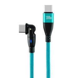 180°回転コネクター搭載 最大PD100W充電対応 Type-C to Type-Cケーブル 1.0m グリーン 180RPD-10M-GR