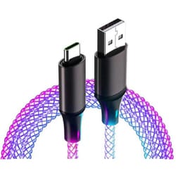 USB充電＆同期ケーブル 1.2m USB-A to C レインボーLED AJ-636