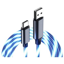 USB充電＆同期ケーブル 1.2m USB-A to C ブルーLED AJ-637