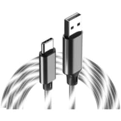 USB充電＆同期ケーブル 1.2m USB-A to C ホワイトLED AJ-638