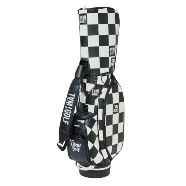 タムゴルフ TAM!GOLFTGBC01C101WHBK [Checkered pt CART CADDIE BAG 9インチ 口枠：5分割 WHBK]Ω