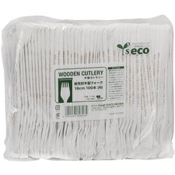 業務用 木製 フォーク 紙 完封 個包装 100本入 16cm Y-196