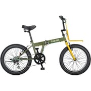 折りたたみ自転車 ワイルダーFDB206 20インチ 外装6段変速 前後Vブレーキ 極太2.8タイヤ 標準装備 キャンプアウトマットオリーブ YG-1250