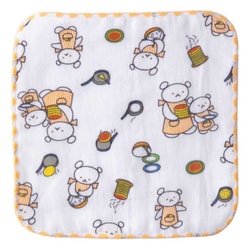 ミニタオル ガーゼハンカチ こぐまちゃん ホワイト イエロー 15×15cm オフホワイト L-210703
