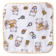 L-210703 [ミニタオル ガーゼハンカチ こぐまちゃん ホワイト イエロー 15×15cm オフホワイト]